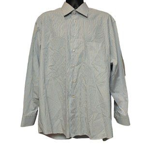 Grayson Reade Men's Casual Blue Striped Long Sleeve Shirt 17.5/Large